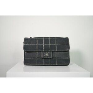 Chanel Chocolate Bar Flap Shoulder Bag Black